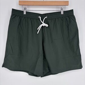 Mott & Bow Swim Trunks Mens XL Olive Green Elastic Waist Mesh‎ Lined Shorts